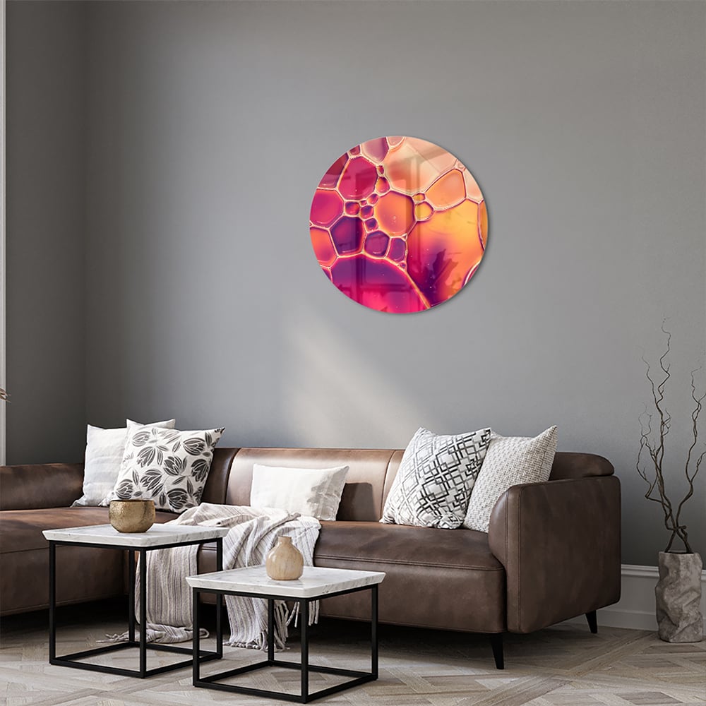 Abstraktes Glasbild in warmen Farben