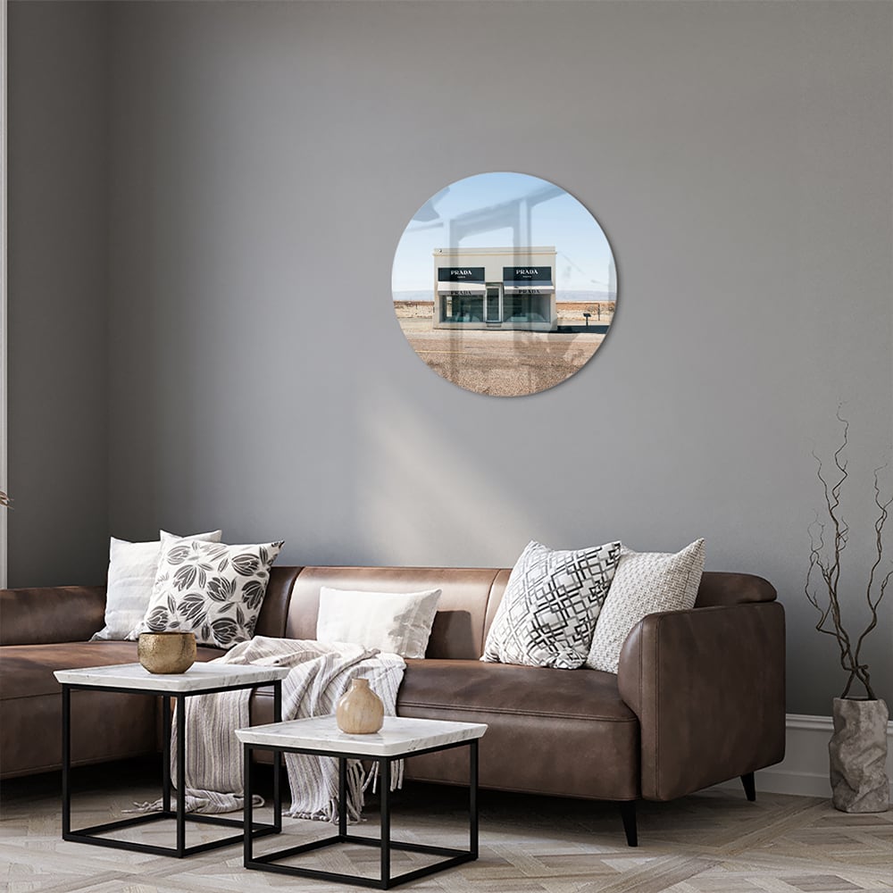 Modernes Glasbild mit einer Wüstenlandschaft