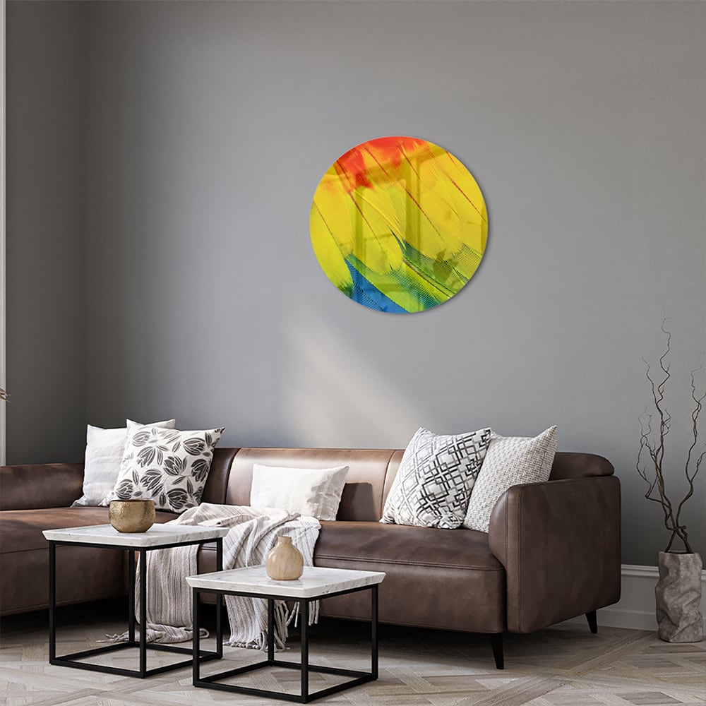 Farbenfrohes Glasbild mit abstrakten Wellen
