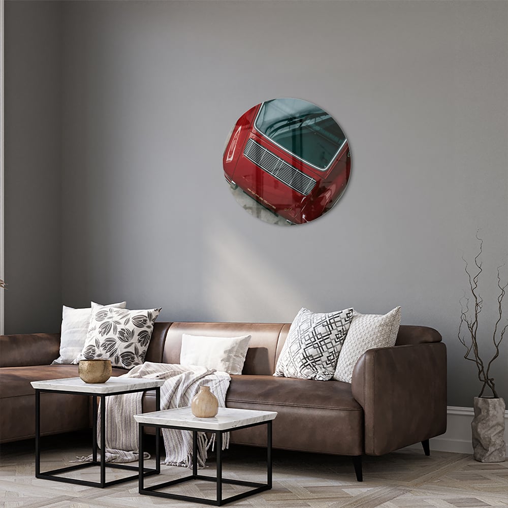 Stilvolles Glasbild mit einem roten Auto