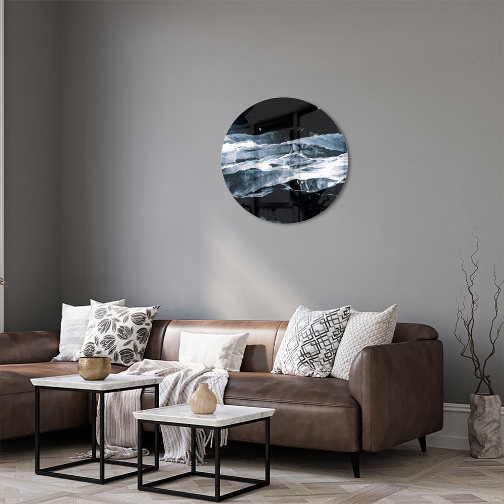 Abstraktes Glasbild für den Innenraum bei Nacht