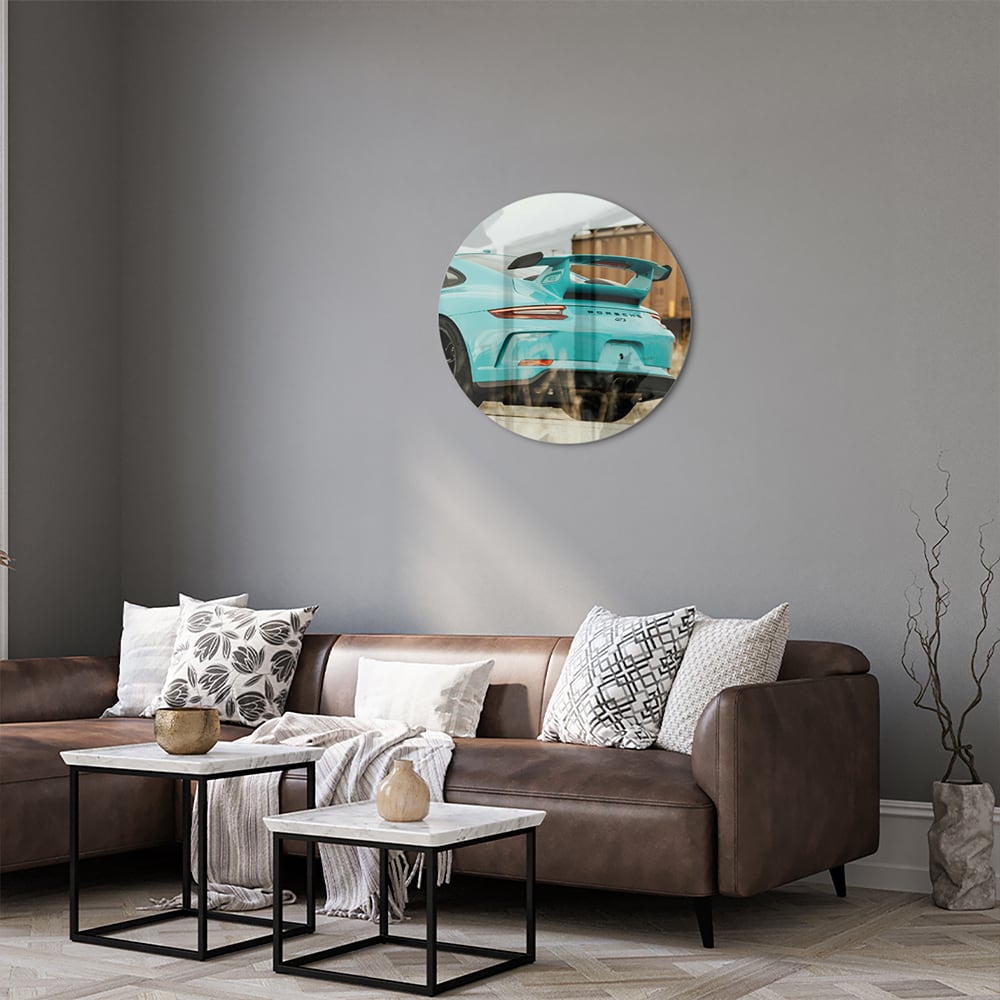 Stilvolles Glasbild mit einem Sportwagen