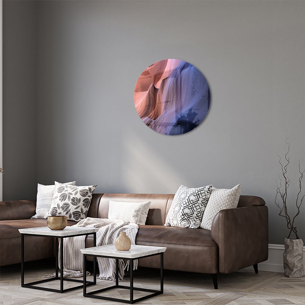 Abstraktes Glasbild mit warmen Farbtönen