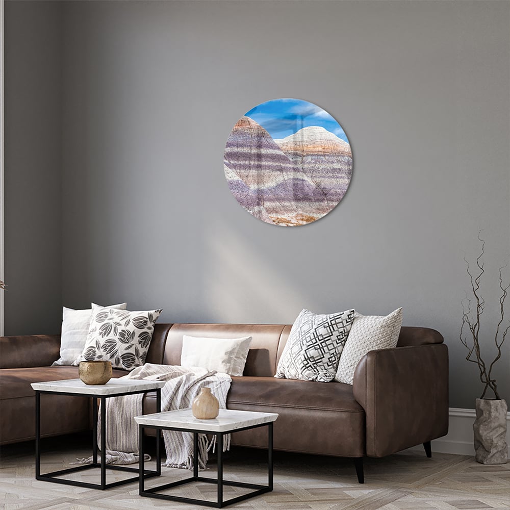 Wunderschönes Glasbild mit Bergen und Himmel
