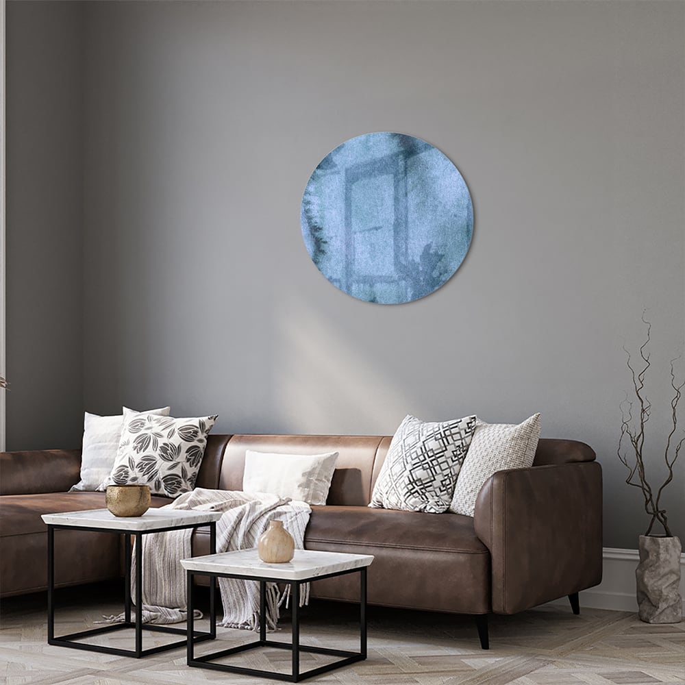 Modernes Glasbild in blauen Farbtönen